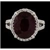 Image 2 : 10.55 ctw Ruby and Diamond Ring - 14KT White Gold