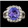 Image 2 : 5.34 ctw Tanzanite and Diamond Ring - 14KT White Gold