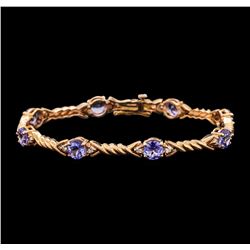 5.50 ctw Tanzanite and Diamond Bracelet - 14KT Rose Gold