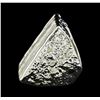Image 3 : Rectangular Ring - Rhodium Plated