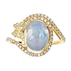 2.29 ctw Opal and Diamond Ring - 14KT Yellow Gold