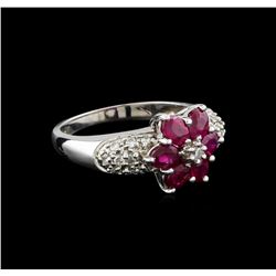 1.92 ctw Ruby and Diamond Ring - 14KT White Gold