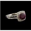 Image 1 : 1.50 ctw Ruby and Diamond Ring - 18KT White Gold