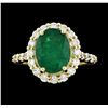 Image 2 : 3.42 ctw Emerald and Diamond Ring - 14KT Yellow Gold