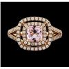 Image 2 : 0.69 ctw Morganite and Diamond Ring - 14KT Rose Gold