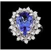 Image 2 : 4.21 ctw Tanzanite and Diamond Ring - 14KT White Gold