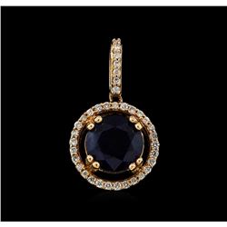 2.49 ctw Blue Sapphire and Diamond Pendant - 14KT Rose Gold