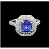 Image 2 : 14KT White Gold 2.00 ctw Tanzanite and Diamond Ring