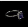 Image 1 : 1.60 ctw Tanzanite and Diamond Ring - 14KT White Gold