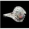 Image 1 : 1.80 ctw Black Opal and Diamond Ring - Platinum