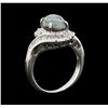 Image 4 : 1.80 ctw Black Opal and Diamond Ring - Platinum