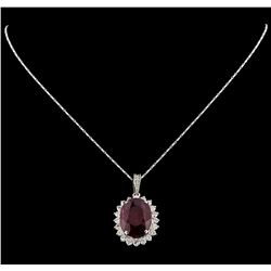 18.81 ctw Ruby and Diamond Pendant With Chain - 14KT White Gold