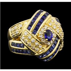 2.16 ctw Sapphire and Diamond Ring - 18KT Yellow Gold