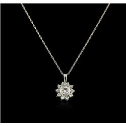 14KT White Gold 0.50 ctw Diamond Pendant With Chain