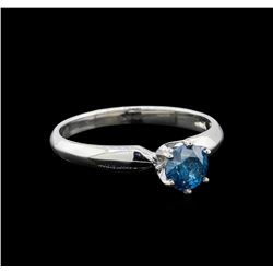 14KT White Gold 0.68 ctw Round Cut Fancy Blue Diamond Solitaire Ring