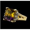 Image 1 : 6.38 ctw Ametrine and Diamond Ring - 14KT Yellow Gold