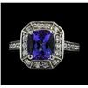 Image 2 : 3.98 ctw Tanzanite and Diamond Ring - 14KT White Gold