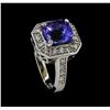 Image 4 : 3.98 ctw Tanzanite and Diamond Ring - 14KT White Gold