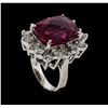 Image 4 : 11.12 ctw Tourmaline and Diamond Ring - 14KT White Gold