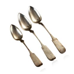 3 Fiddle Tip Coin Silver Spoons 1835