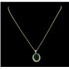 Image 1 : 7.71 ctw Emerald and Diamond Pendant With Chain - 14KT Yellow Gold