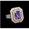 Image 1 : 14KT Rose and White Gold 3.10 ctw Tanzanite and Diamond Ring