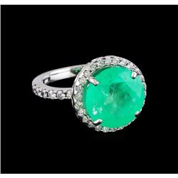 6.97 ctw Emerald and Diamond Ring - 14KT White Gold