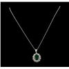 Image 1 : 5.14 ctw Emerald and Diamond Pendant With Chain - 14KT White Gold