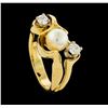 Image 4 : Pearl and Diamond Ring - 14KT Yellow Gold