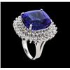 Image 4 : 18.07 ctw Tanzanite and Diamond Ring - 14KT White Gold