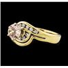 Image 1 : 0.70 ctw Morganite and Diamond Ring - 14KT Yellow Gold