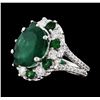 Image 1 : 5.92 ctw Emerald, Tsavorite and Diamond Ring - 14KT White Gold