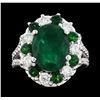 Image 2 : 5.92 ctw Emerald, Tsavorite and Diamond Ring - 14KT White Gold