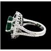 Image 3 : 5.92 ctw Emerald, Tsavorite and Diamond Ring - 14KT White Gold