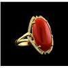 Image 1 : 8.41 ctw Coral and Diamond Ring - 14KT Yellow Gold