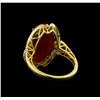 Image 3 : 8.41 ctw Coral and Diamond Ring - 14KT Yellow Gold