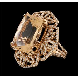 13.43 ctw Morganite and Diamond Ring - 14KT Rose Gold