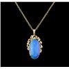 Image 1 : 15.66 ctw Opal and Diamond Pendant With Chain - 14KT Yellow Gold