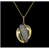 Image 1 : 1.01 ctw Diamond Pendant With Chain - 14KT Yellow and White Gold