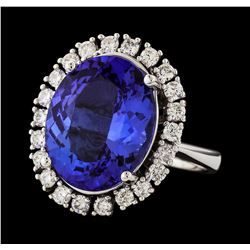 10.41 ctw Tanzanite and Diamond Ring - 14KT White Gold