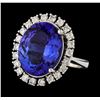Image 1 : 10.41 ctw Tanzanite and Diamond Ring - 14KT White Gold