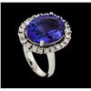 Image 4 : 10.41 ctw Tanzanite and Diamond Ring - 14KT White Gold