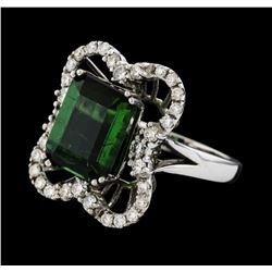 6.82 ctw Tourmaline and Diamond Ring - 14KT White Gold