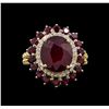 Image 2 : 9.11 ctw Ruby and Diamond Ring - 14KT Yellow Gold