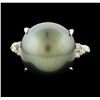 Image 2 : Pearl and Diamond Ring - Platinum