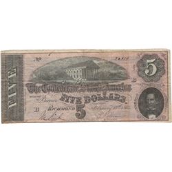 1864 $5 Confederate States of America Bank Note