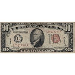 1934 $10 Hawaii Federal Reserve Note Currency