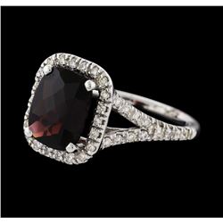 2.93 ctw Pyrope Garnet and Diamond Ring - 14KT White Gold