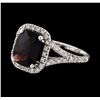 Image 1 : 2.93 ctw Pyrope Garnet and Diamond Ring - 14KT White Gold