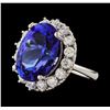 Image 1 : 10.35 ctw Tanzanite and Diamond Ring - 14KT White Gold
